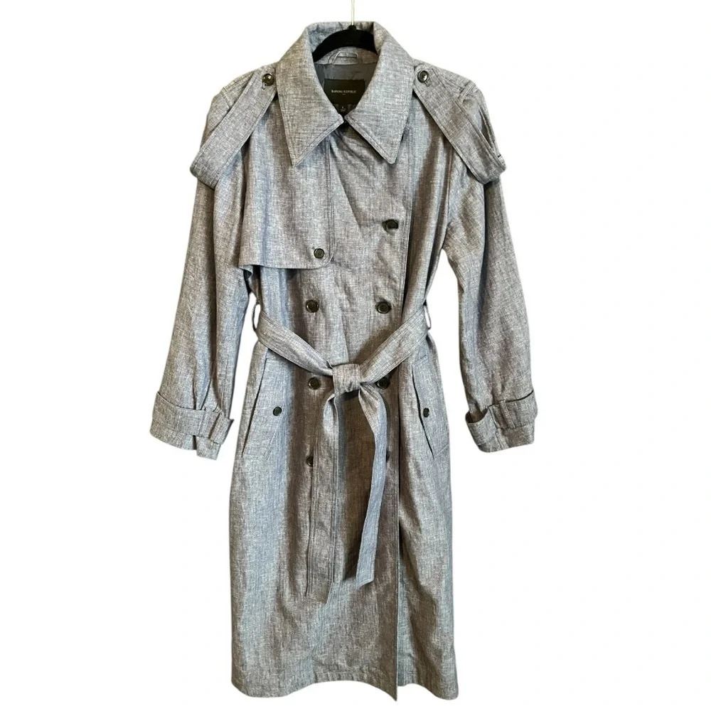 Banana Republic Classic Herringbone Linen Blend Trench Coat